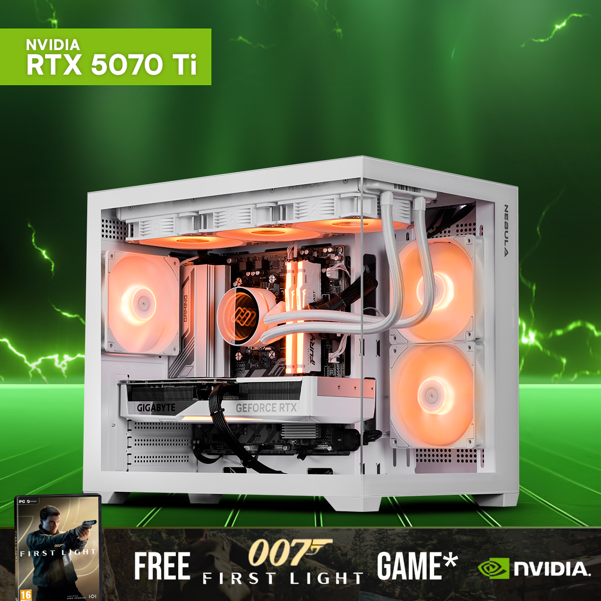 NEON CORE: RYZEN 7 7700 | RTX 5070 Ti – Nebula PC