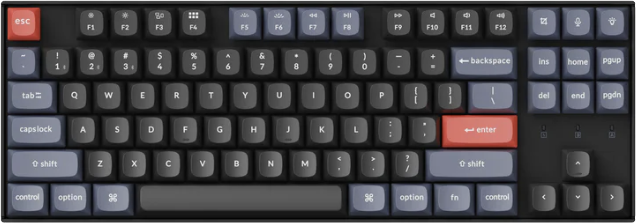 Keychron K8 Pro QMK/VIA Wireless RGB Mechanical Keyboard (Gateron G Pro Brown Switch) - Black