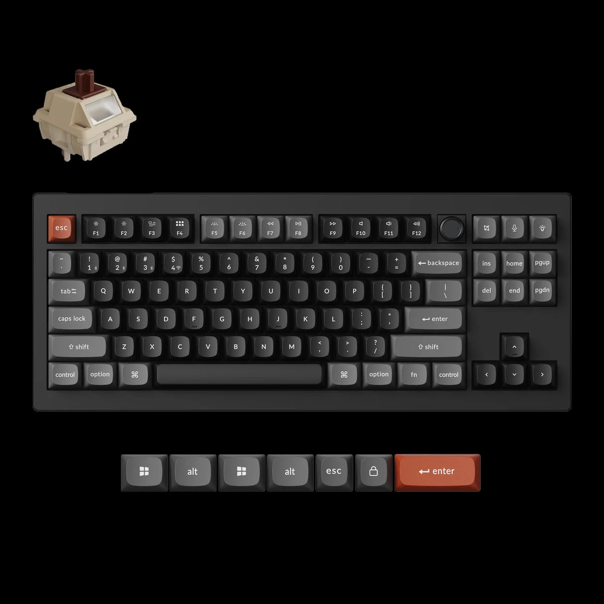 Keychron V3 Ultra 8K Wireless Mechanical Keyboard (Brown Switch) - Black