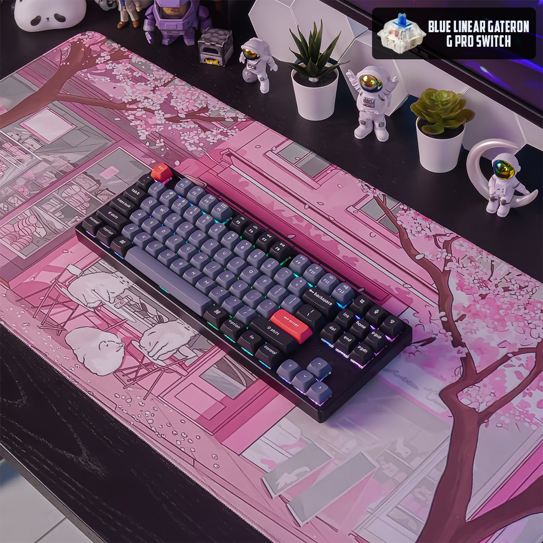 Keychron K8 Pro QMK/VIA Wireless RGB Mechanical Keyboard (Gateron G Pro Blue Switch) - Black